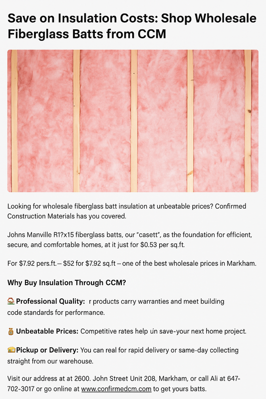 Save on Insulation Costs: Shop Wholesale Fiberglass Batts from CCM