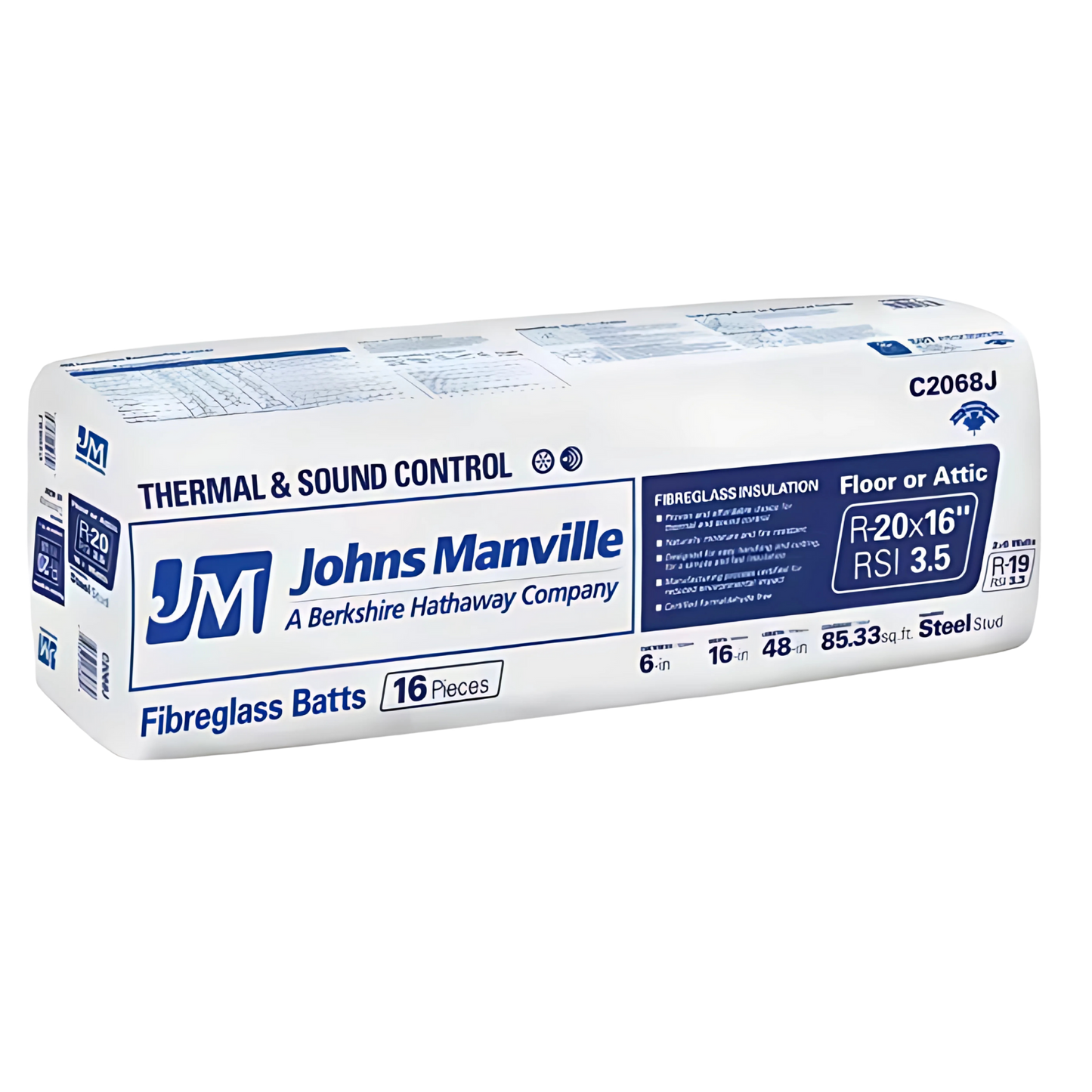 R20x16 Fiberglass Batt Insulation - Johns Manville