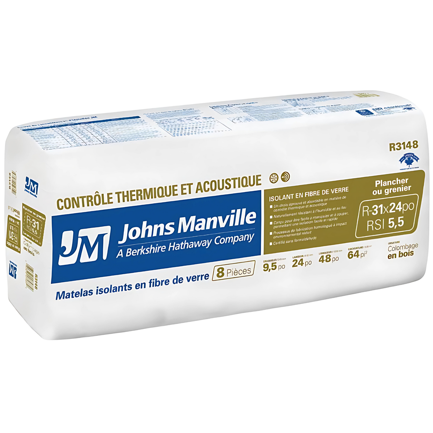 R31x24 Fiberglass Batt Insulation - Johns Manville