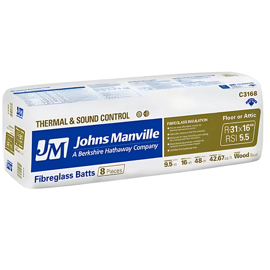 R31x16 Fiberglass Batt Insulation - Johns Manville