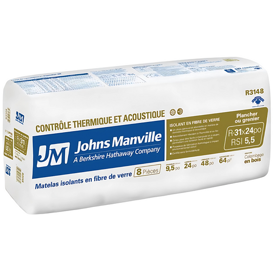 R31x24 Fiberglass Batt Insulation - Johns Manville