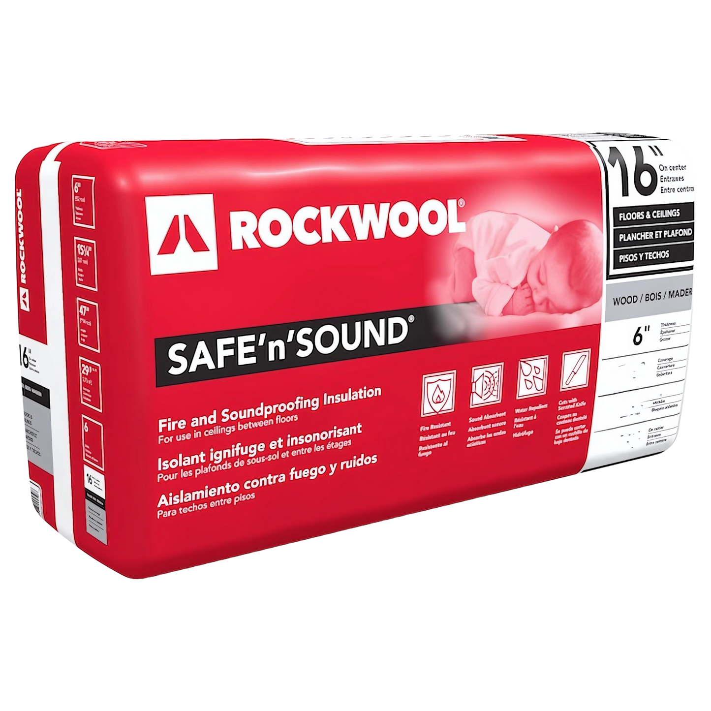 Safe'n'Sound 6" Stone Wool Batt Insulation - Rockwool